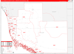 Naples-Immokalee-Marco Island Metro Area Wall Map Red Line Style 2024